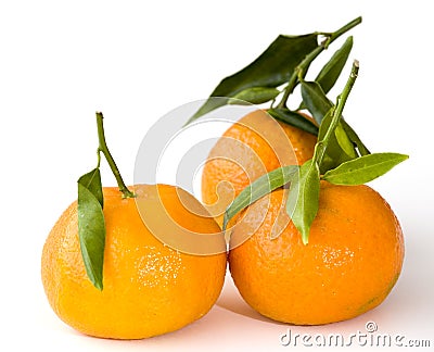 Three Mandarin Oranges Over White Stock Ima