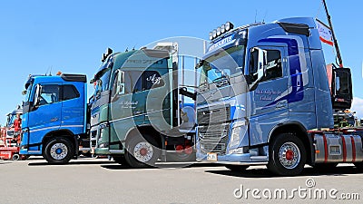 Three New Volvo Euro 6 FH Trucks in a Show