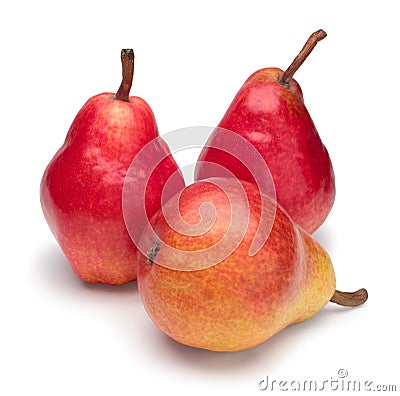 Three Red Ripe Pears On White Background. R