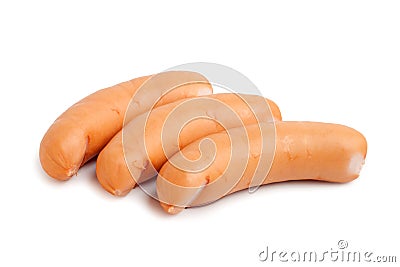 Three sausage isolated on a white