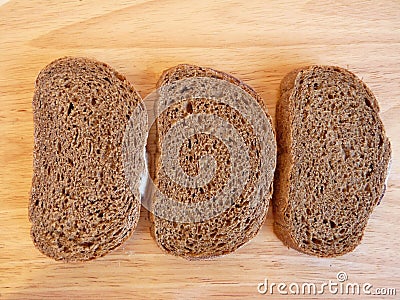 Three slices of rye bread