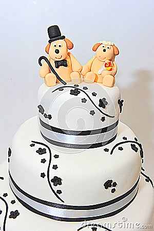 Three tier wedding theme fondant cake