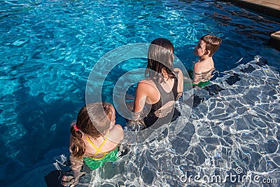 Three Children Pool Sittting
