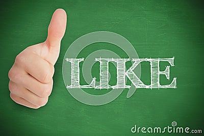 Thumb up representing social network logo on green background