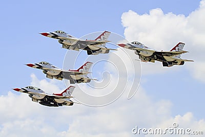 Thunderbirds flying in tight formation