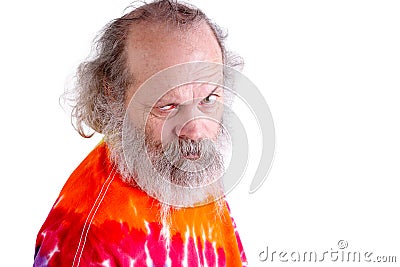 Tie Dye T-Shirt Man Looking at You with Questioning