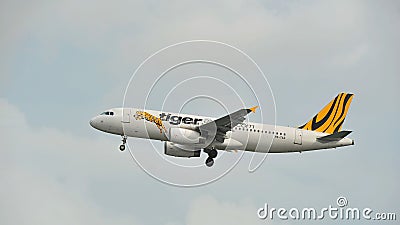 Tigerair Airbus A320 taking off at Changi Airport