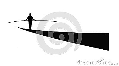 Tightrope walker over white outline