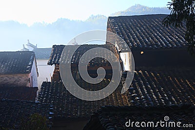 Tile roof in chinese village Shicheng