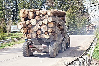 Timber transport cerry wooden logs