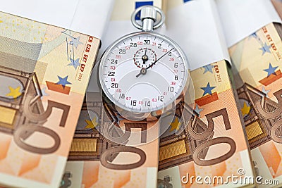 Time is money concept with euros