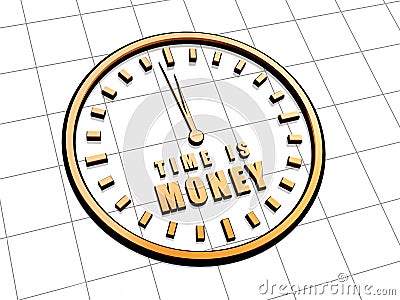 Time is money in golden clock symbol