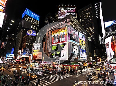 Times Square at night.