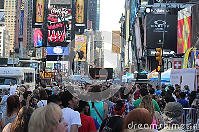 Times Square shopping crowd ,New York City, USA