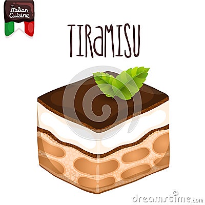 Vector Tiramisu. Stock Food   Image Italian  tiramisu  Illustration.  vector Vector