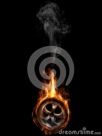Tire on fire