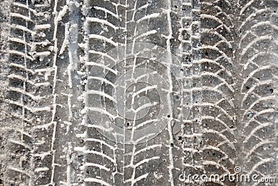 Tire tracks in snow