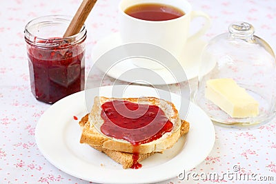 Toast with strawberry jam