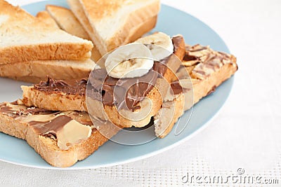 Toasts with Chocolate spread with Raw Banana