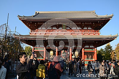 TOKYO, JAPAN - NOV 21: The Buddhist Temple Senso-ji is the symbo