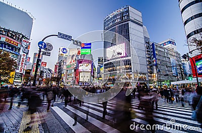 TOKYO - NOVEMBER 28: Pedestrians at the famed crossing of Shibuy