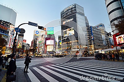 TOKYO - NOVEMBER 28: Crowds of people crossing the center of Shi