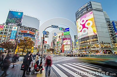 TOKYO - NOVEMBER 28: Pedestrians at the famed crossing of Shibuy