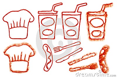 Tomato Ketchup Chef-Hat Drinking-Cup Sausage in Stain