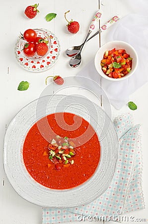 Tomato and strawberry gazpacho