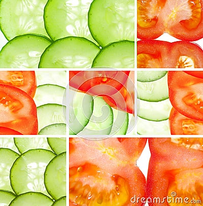 Tomatoes, cucumbers, vegetable collage