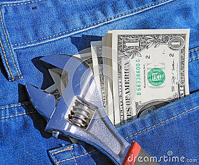 Tools and cash in pocket