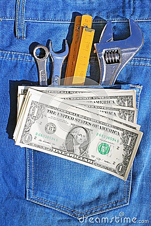 Tools and cash in pocket