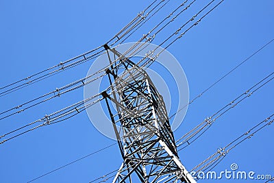 Top of Steel Pylon With Electric Power Cables