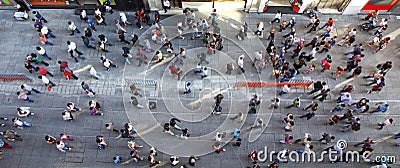 Crowd of unrecognizable people at Istiklal street in Istanbul