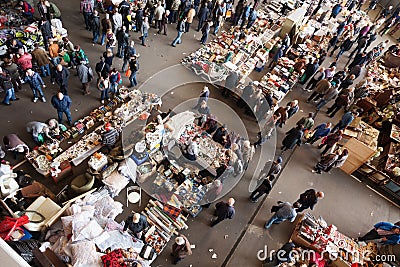 Top view of flea market