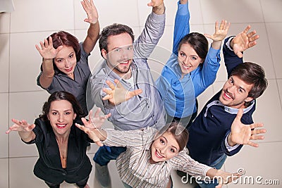 Top view of group of people.