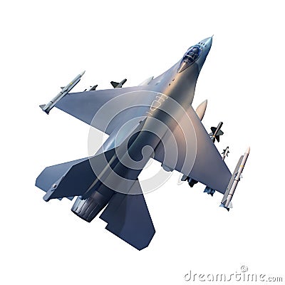Top view of military fighter jet plane