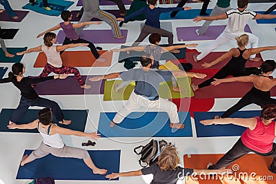 Top view of people at Yoga Festival in Milan, Italy