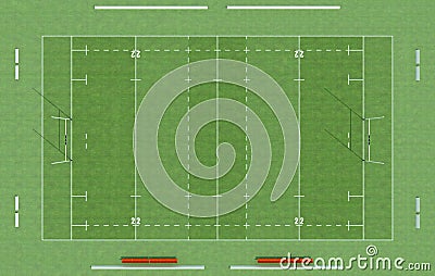 Top view of a rugby field