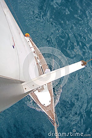 Top view of sailing boat