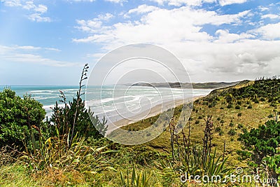 Topview on the Ngarunui beach near Raglan, Waikato