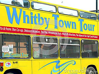Tour bus, Whitby, Yorkshire.