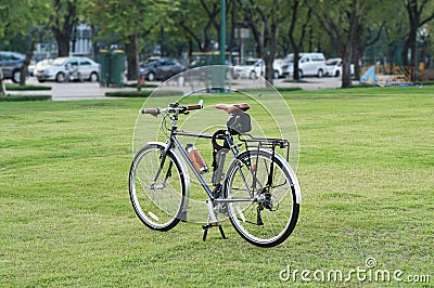 Touring Bicycle on lawn thailand
