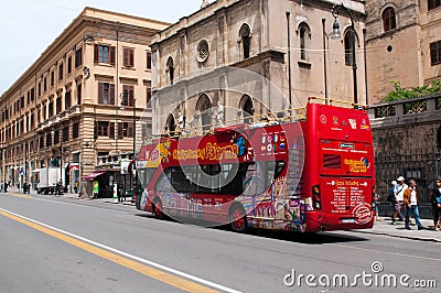 Tourist bus on street of Palermo