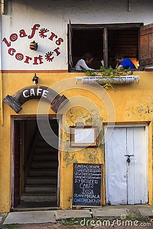 Tourist at a cafeteria in Fort Kochi - India