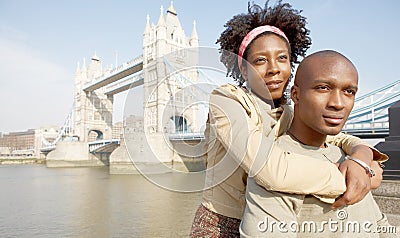 Tourist couple in London portrait.