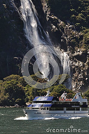 Tourist launch at Milford Sound, New Zealand