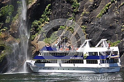 Tourist launch at Milford Sound, New Zealand