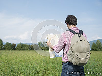 Tourist man mountain