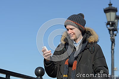 Tourist with smartphone